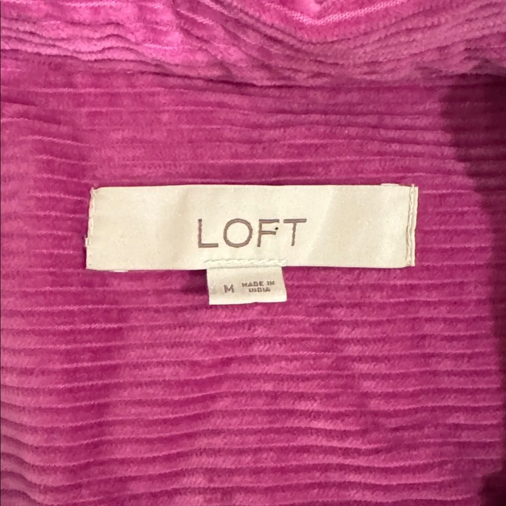 LOFT Pink Corduroy Shirt Ruched Shoulder Size M - Picture 3 of 4